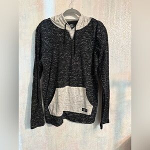 Bklyn bkc nyc mens sweatshirt hoodie black and white front pocket, lightweight L